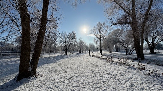 Le parc des Lodges de Socrate en hiver